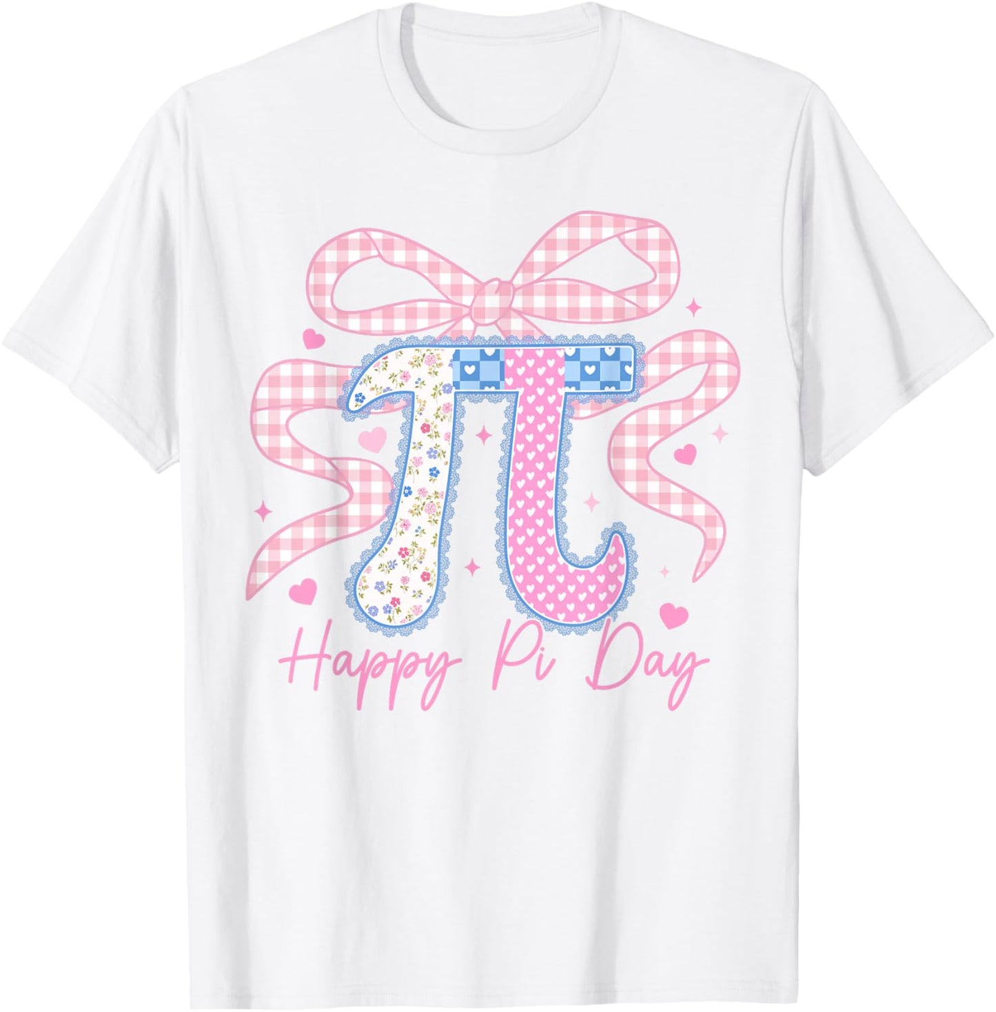 Happy Pi Day Coquette Bow 3.14 Pi Number Math Teacher Girls T-Shirt - T-Shirt | White