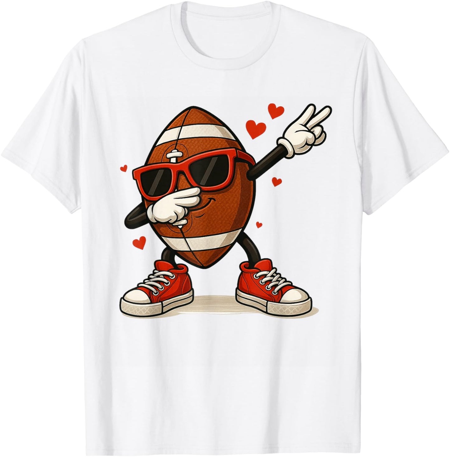 Football Dabbing Valentines Day Funny Dab Cute Boys Kids T-Shirt - T-Shirt | White