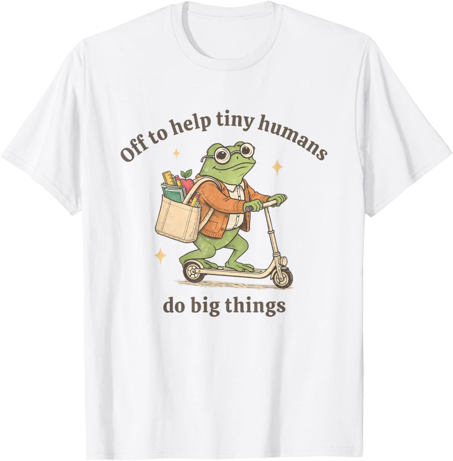 Retro Frog Elementary Teacher Help Tiny Humans Do Big Things T-Shirt - T-Shirt | White