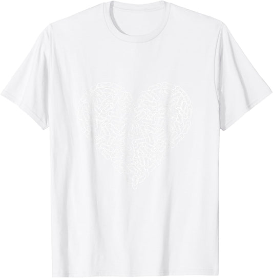 Paper Clip Heart Teacher School Cute Valentines Days T-Shirt - T-Shirt | White
