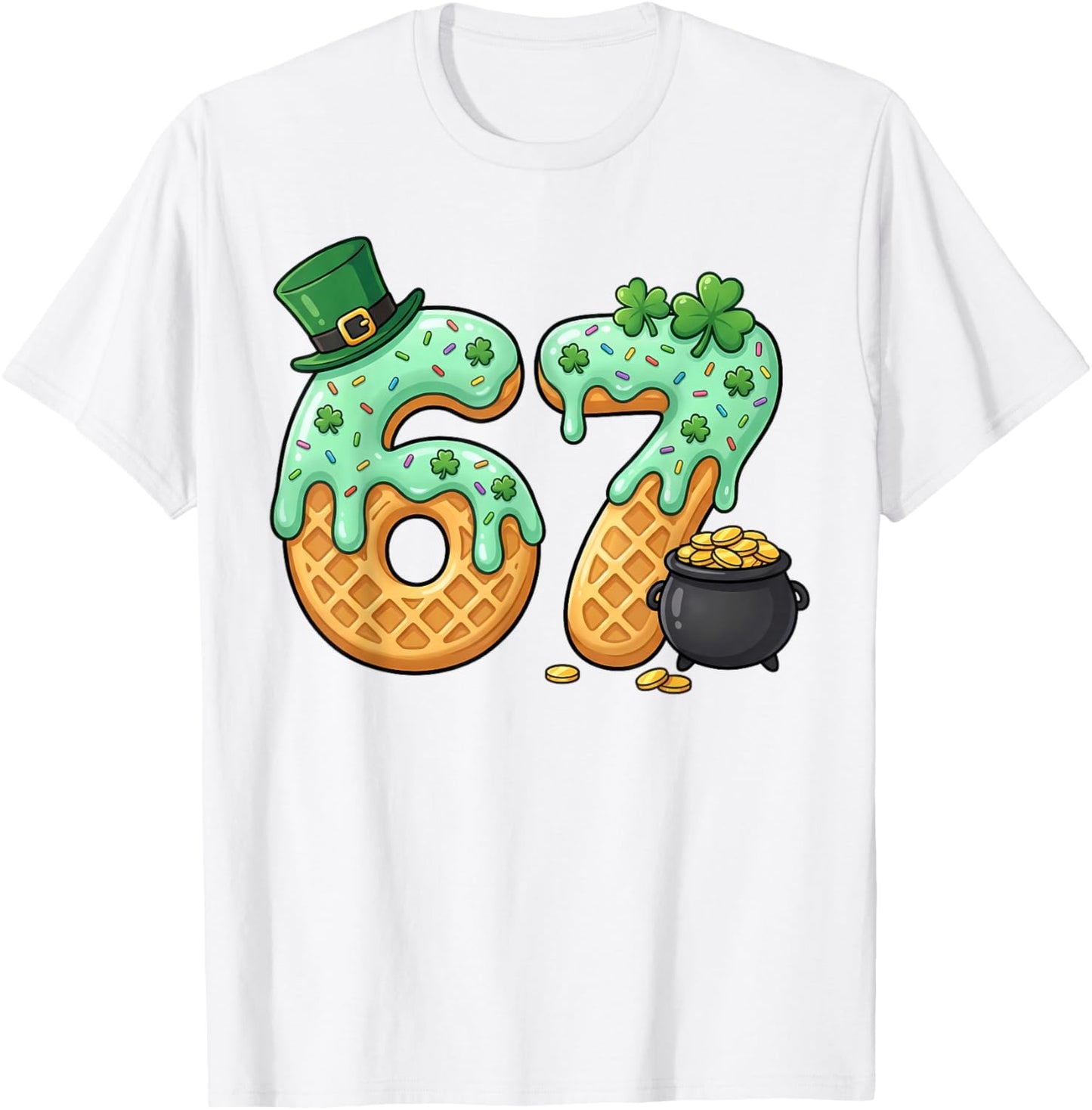 St Patrick’s Day Clover 6 7 Viral Meme Funny T-Shirt - T-Shirt | White
