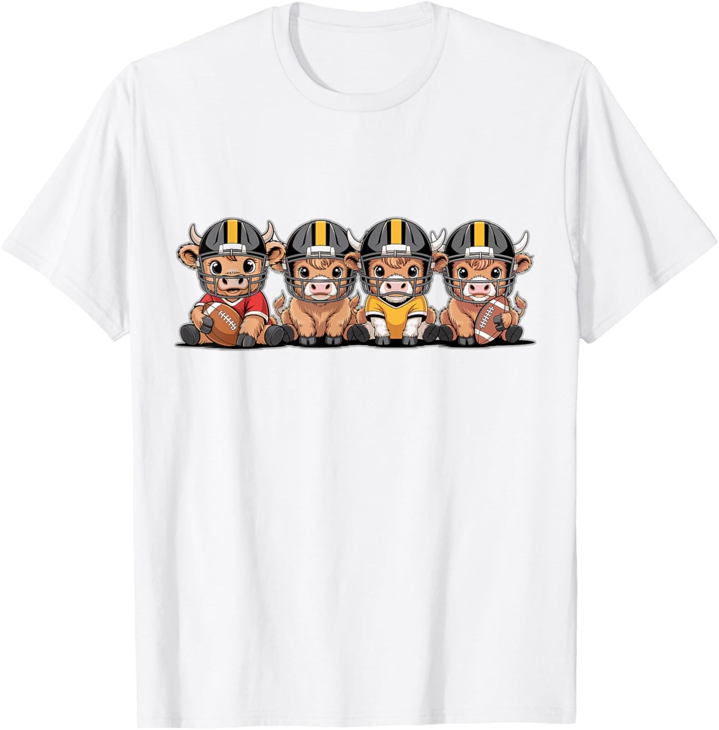 Highland Cow Football Game Day Sports T-Shirt - T-Shirt | White