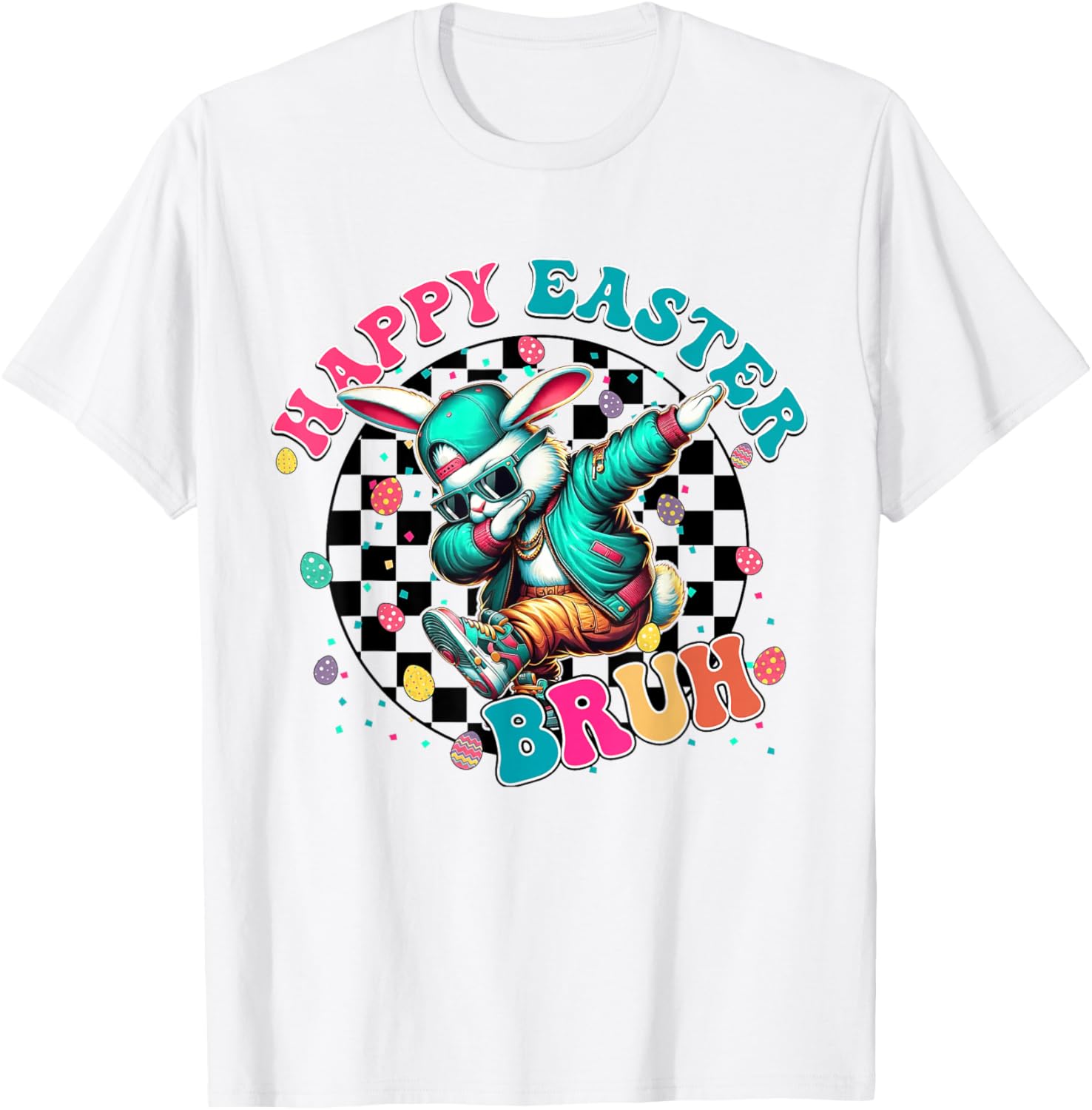Happy Easter Bruh Dabbing Bunny Egg Hunt Kids Boys T-Shirt - T-Shirt | White