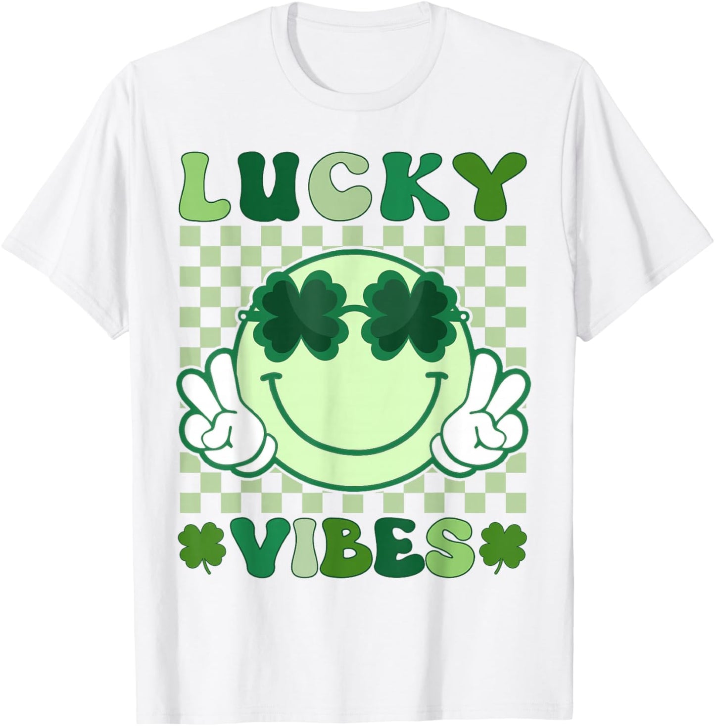 Groovy St Patricks Day Shirts Men Kids Lucky Vibes T-Shirt - T-Shirt | White
