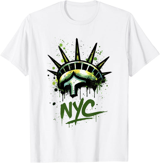 New York Statue of Liberty Crown Street Art Design T-Shirt - T-Shirt | White