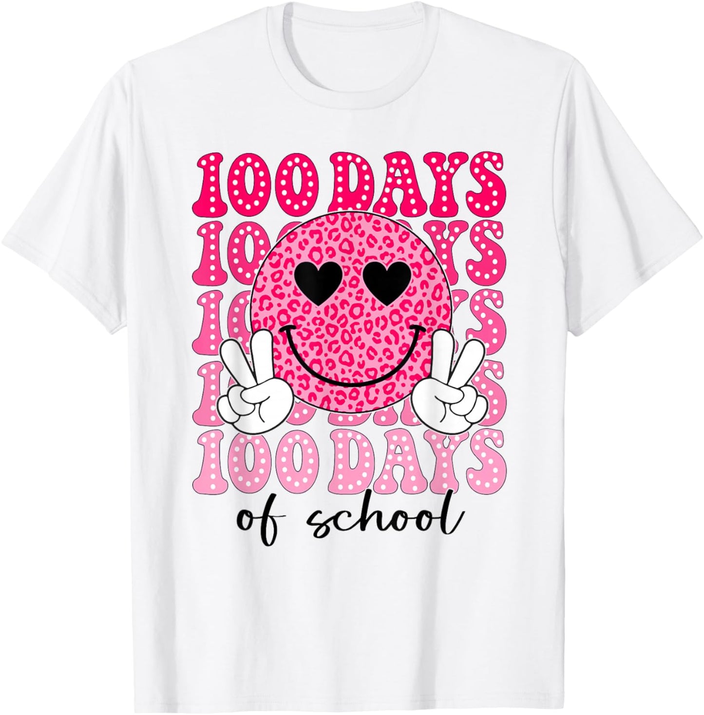 100 Days of School Retro Smile 100th Day School Teacher Kids T-Shirt - T-Shirt | White