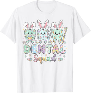 Dental Squad Easter Day Bunny Ears Eggs Tooth Dentist T-Shirt - T-Shirt | White