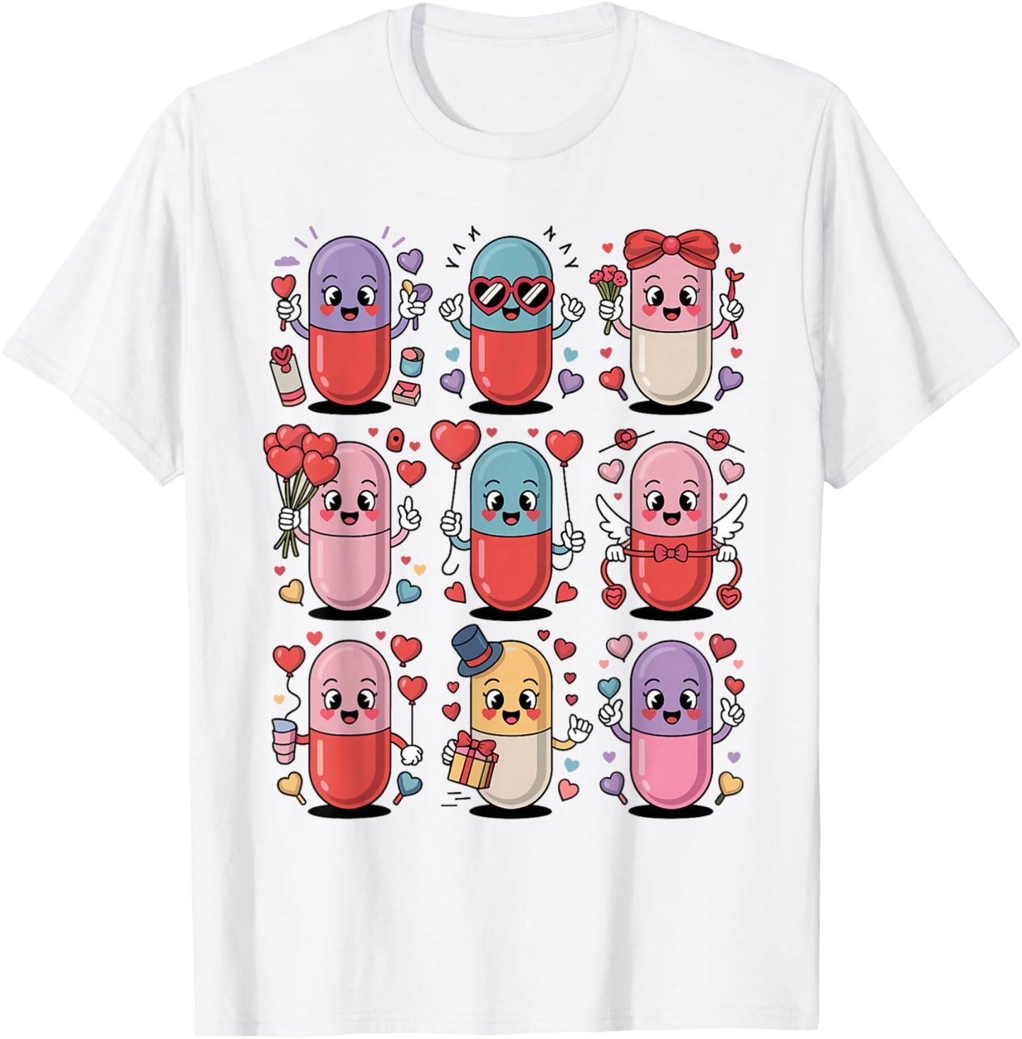 Pharmacy Valentine's Day Pills Heart Love Pharmacist Tech T-Shirt - T-Shirt | White