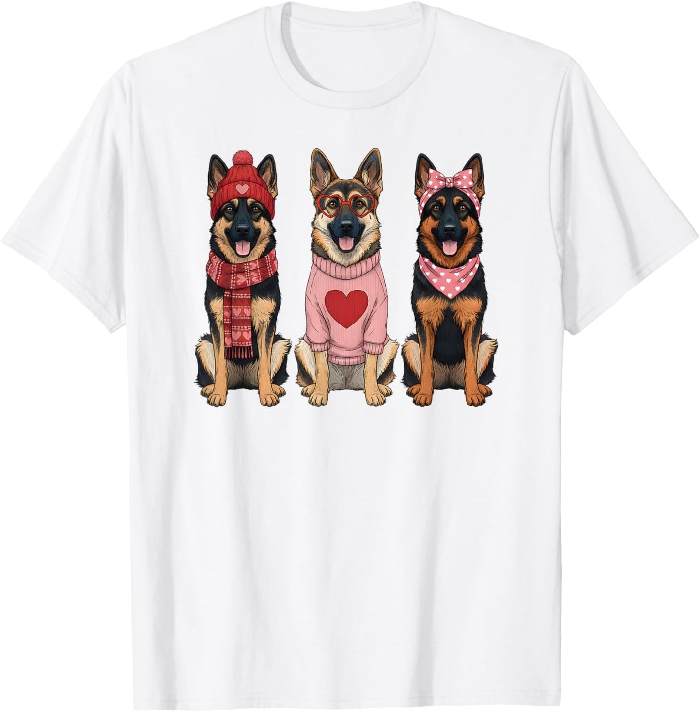 Cute German Shepherd Valentine Alsatian Dog T-Shirt - T-Shirt | White