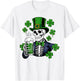 Sugar Skull Shamrock St Patricks Day Men Women Beer Drinking T-Shirt - T-Shirt | White