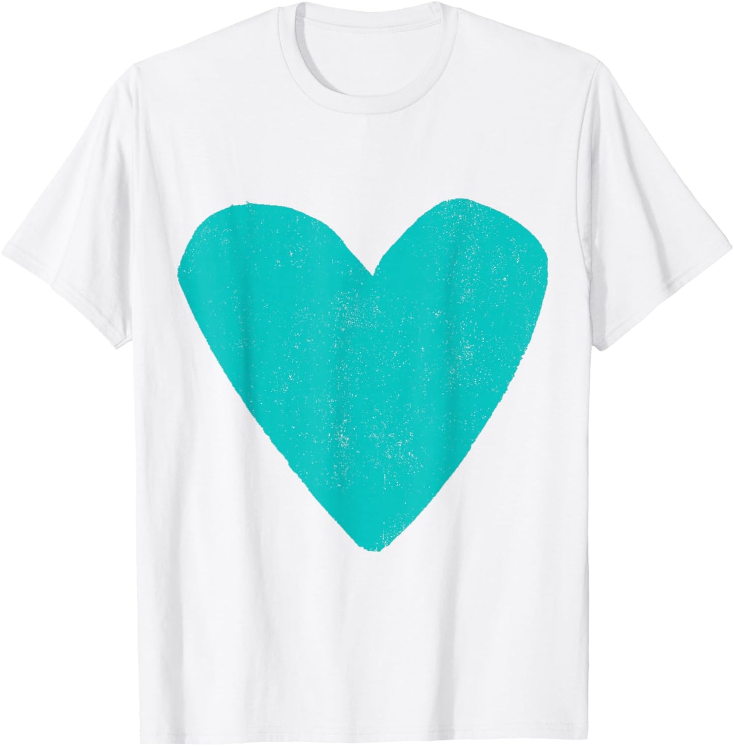 Love Heart Teal Turquoise Color Light Blue T-Shirt - T-Shirt | White