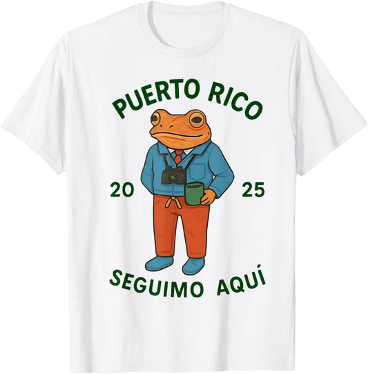 Puerto Rico Seguimo Aqui Frog 2025 T-Shirt - T-Shirt | White