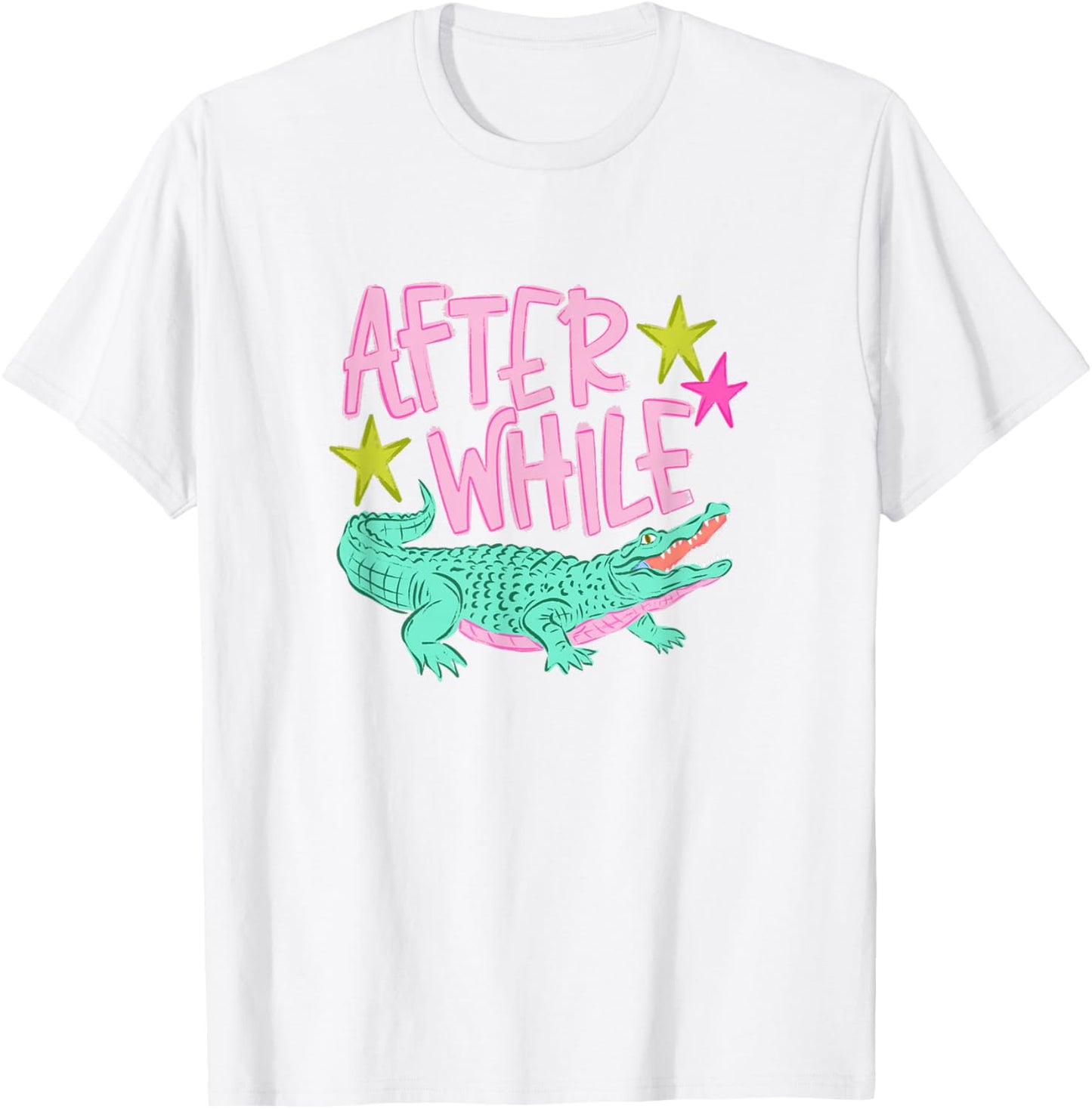 After While Crocodile Funny Saying Retro Aesthetic Alligator T-Shirt - T-Shirt | White