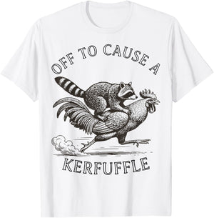Funny Raccoon Off to Cause a kerfuffle Graphic T-Shirt - T-Shirt | White