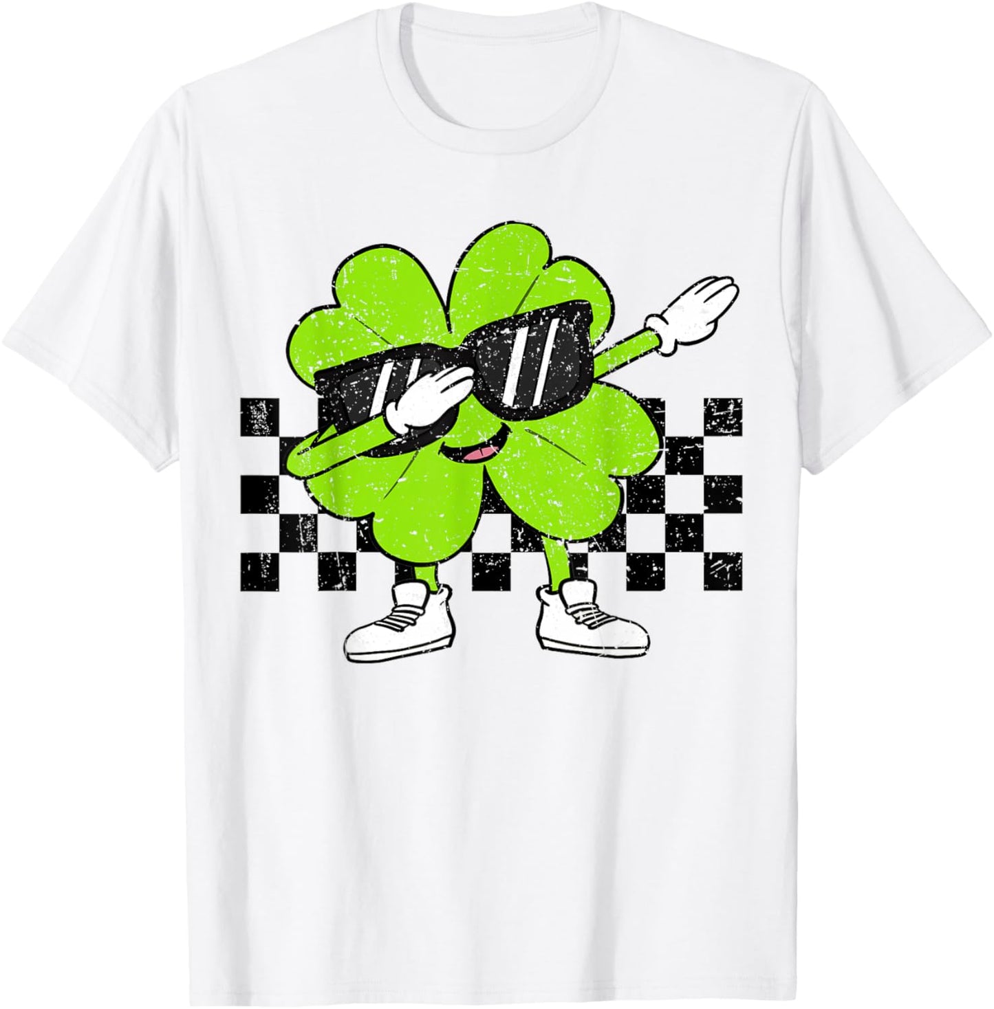 Boys St Patricks Day Toddler Lucky Dabbing Shamrock Clover T-Shirt - T-Shirt | White