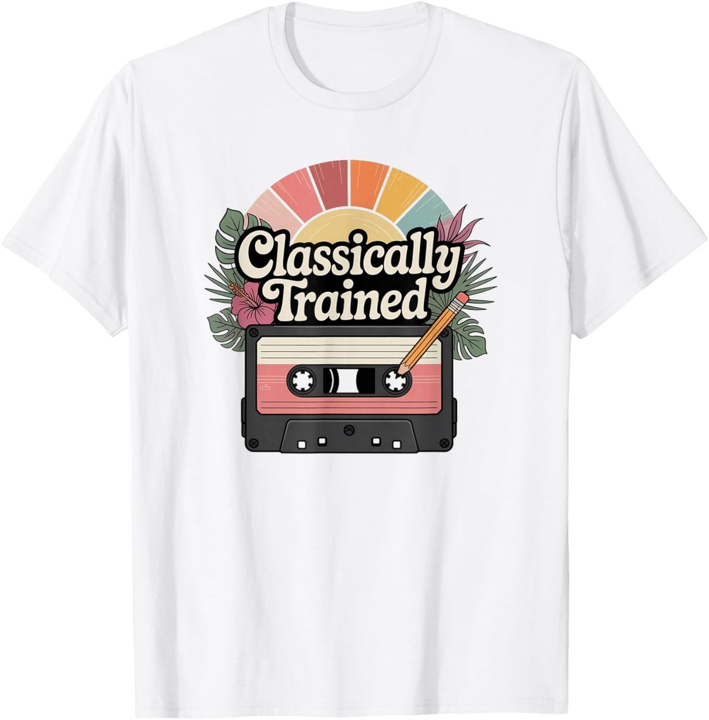 Classically Trained Cassette Tape Tropical Floral Summer T-Shirt - T-Shirt | White