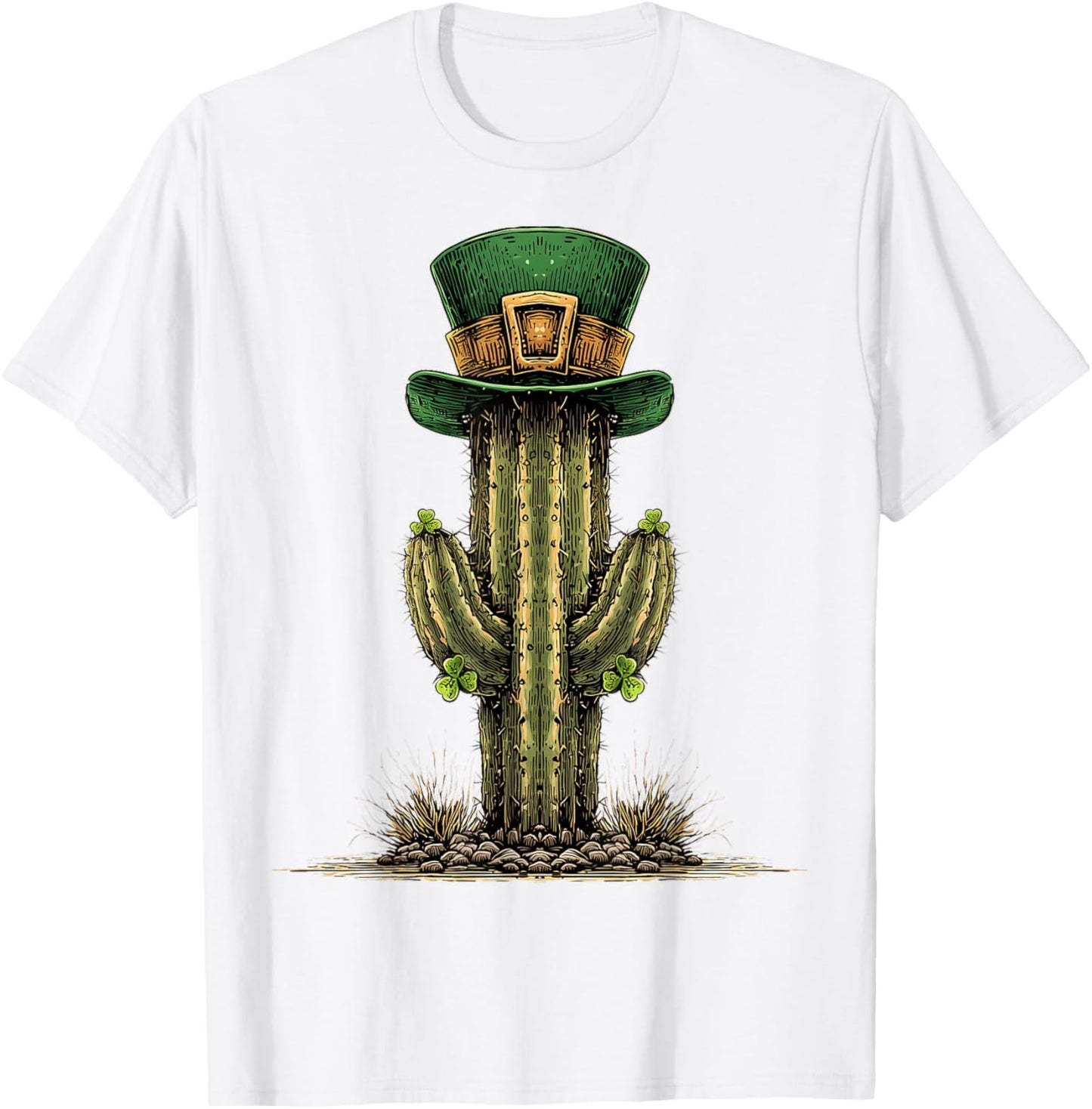 Cactus St. Patricks Day Pattys Day Irish Leprechaun Ireland T-Shirt - T-Shirt | White