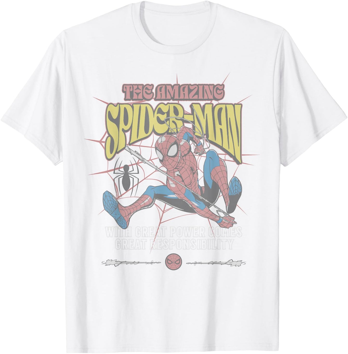 Marvel Comics Spider-Man Great Power Great Responsibility T-Shirt - T-Shirt | White