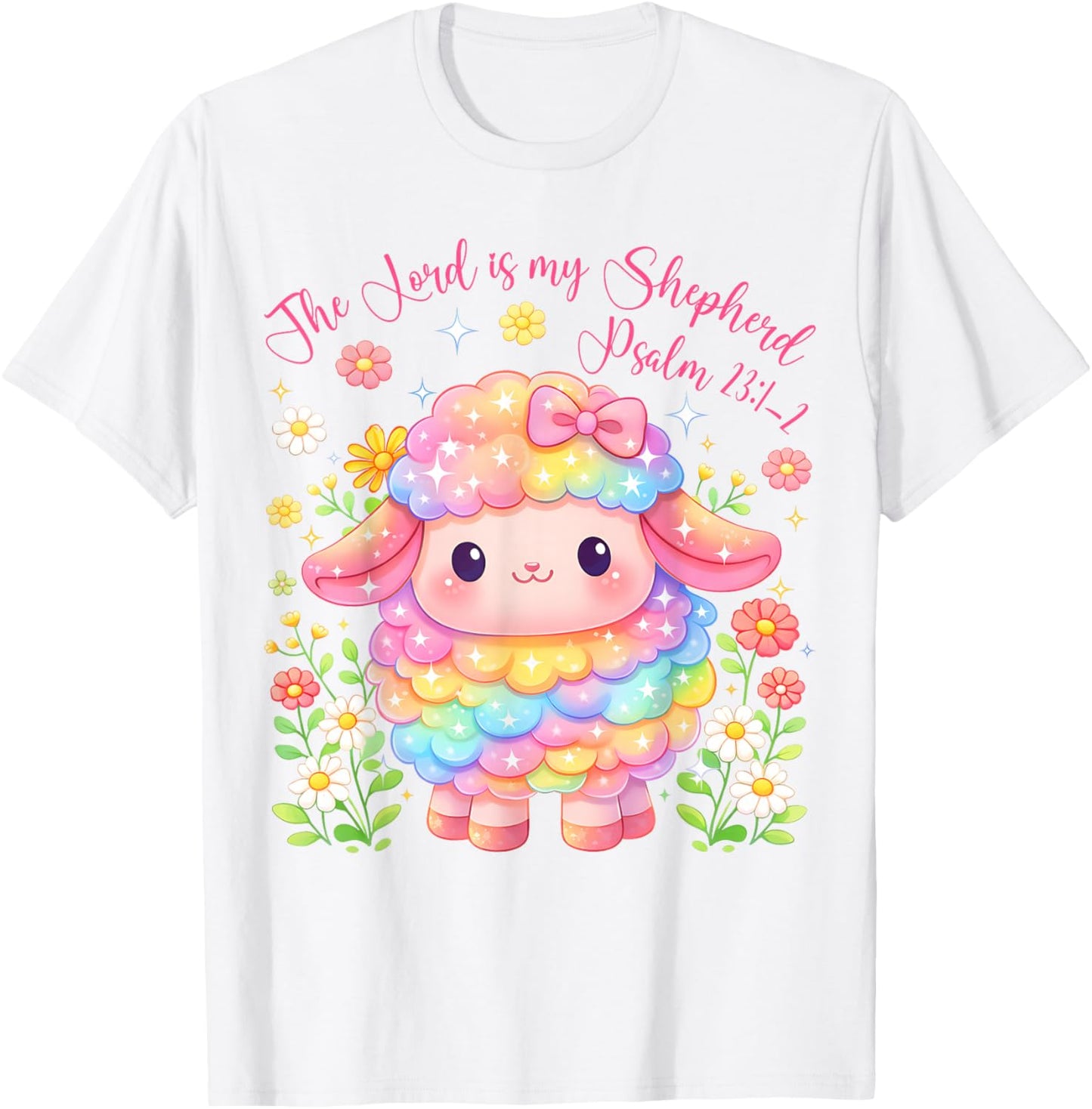 The Lord is My Shepherd Easter Lamb Bible Verse Psalm 23:1 T-Shirt - T-Shirt | White