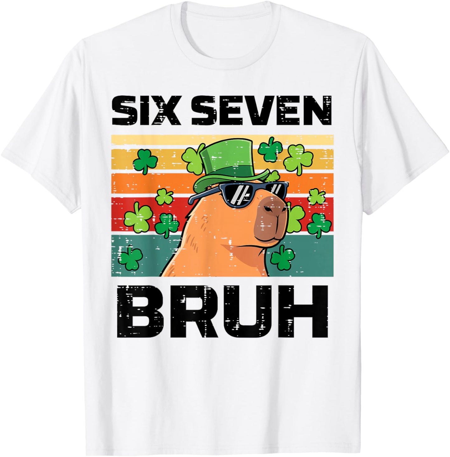Six Seven Bruh Capybara 6 7 St Patricks Day Kids Boys Youth T-Shirt - T-Shirt | White