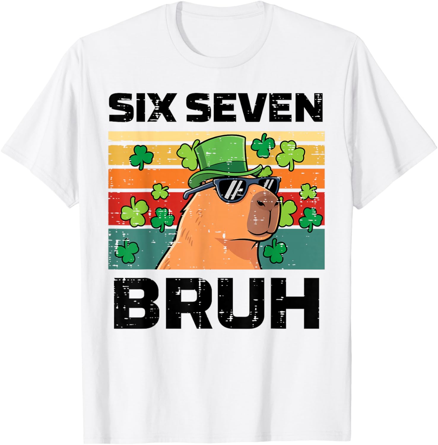 Six Seven Bruh Capybara 6 7 St Patricks Day Kids Boys Youth T-Shirt - T-Shirt | White