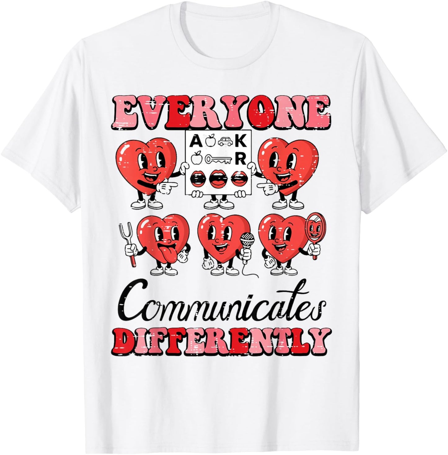 Everyone Communicates Differently Valentines Day Speech Kids T-Shirt - T-Shirt | White