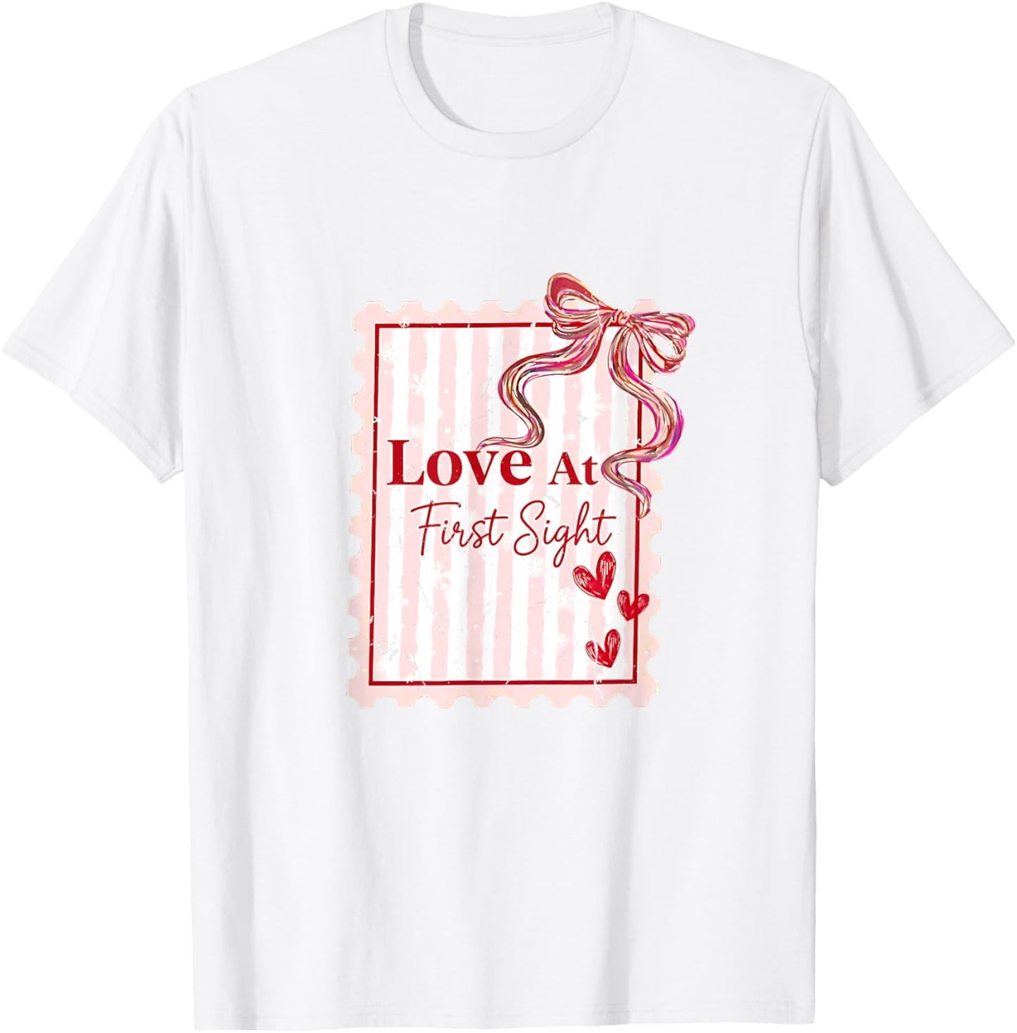 Love at First Sight Cute Valentines Days Stamp T-Shirt - T-Shirt | White