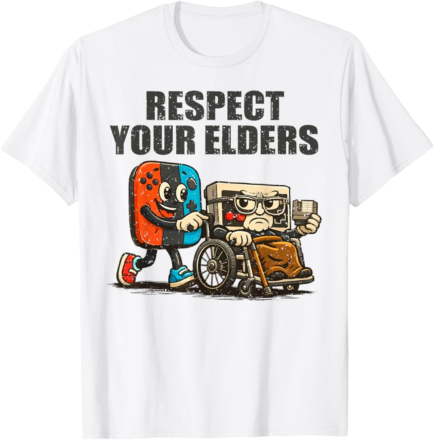Respect Your Elders Retro Gaming Funny Gamer Controller 80s T-Shirt - T-Shirt | White
