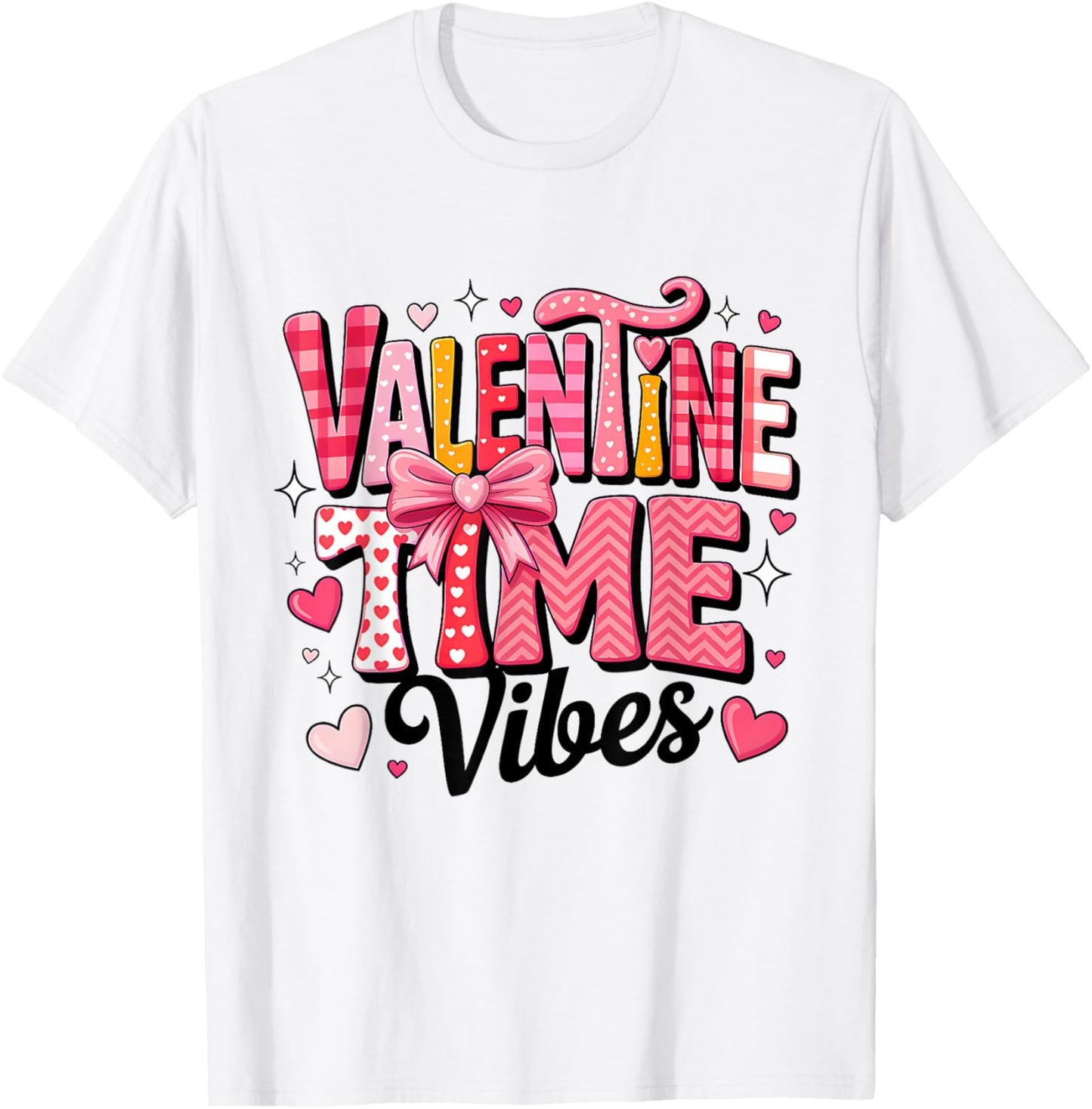 Valentine Vibes Happy Valentine Pink Bow Girl Kids T-Shirt - T-Shirt | White