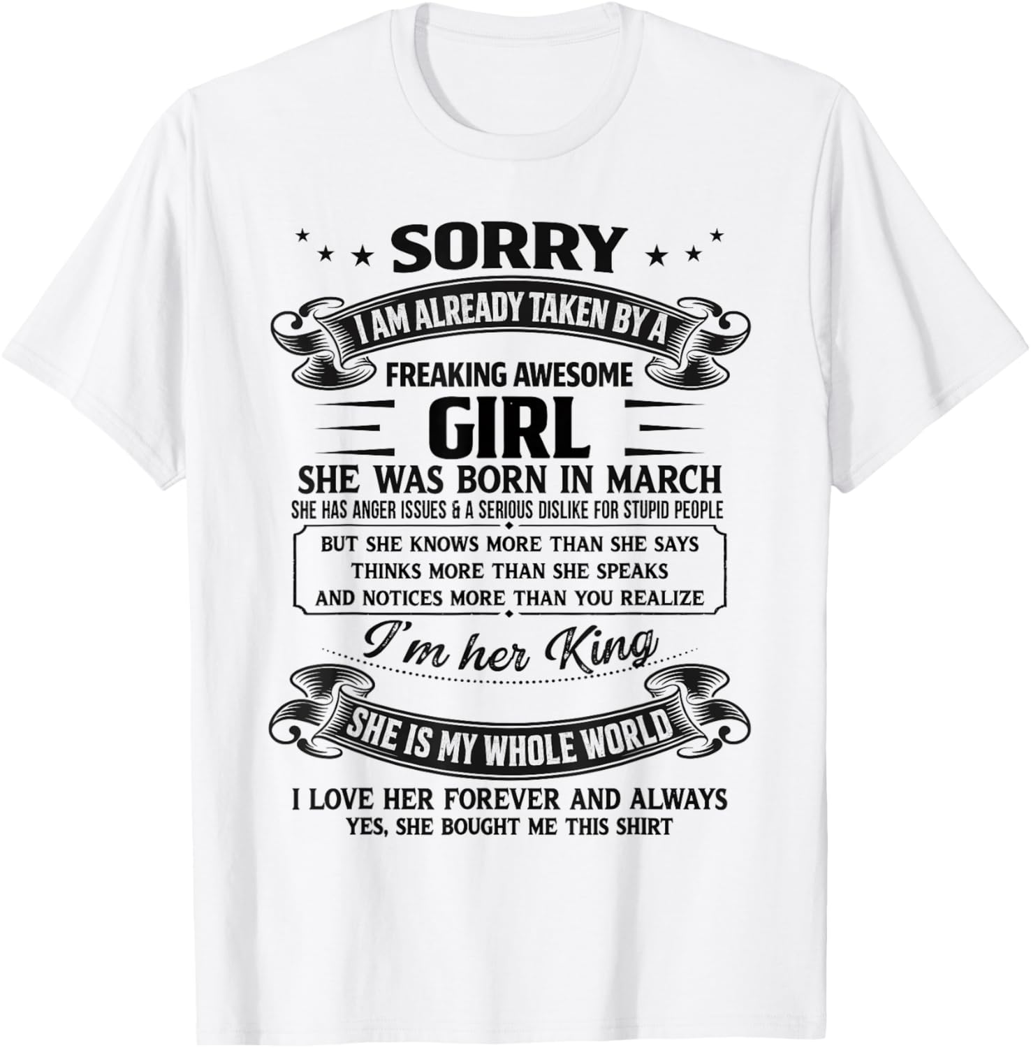 I Am Already Taken by Freaking Awesome Girl Born in March T-Shirt - T-Shirt | White