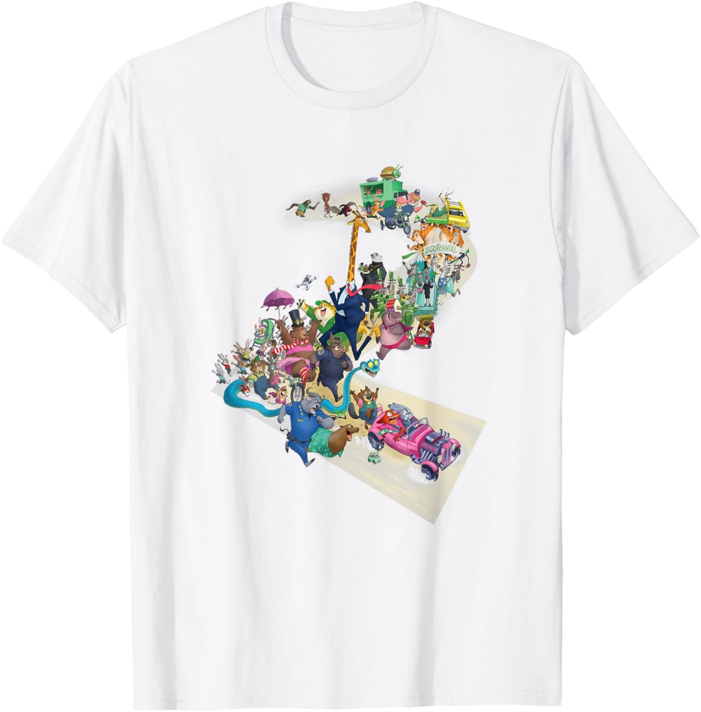 Disney Zootopia 2 Huge Parade Character Mashup T-Shirt - T-Shirt | White