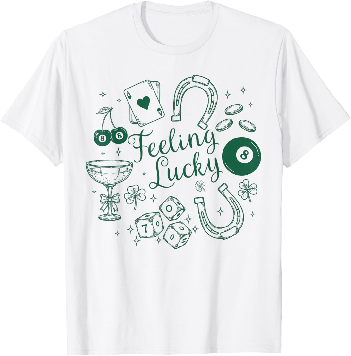 Feeling Lucky Irish Shamrocks Patrick's Day Men Women T-Shirt - T-Shirt | White