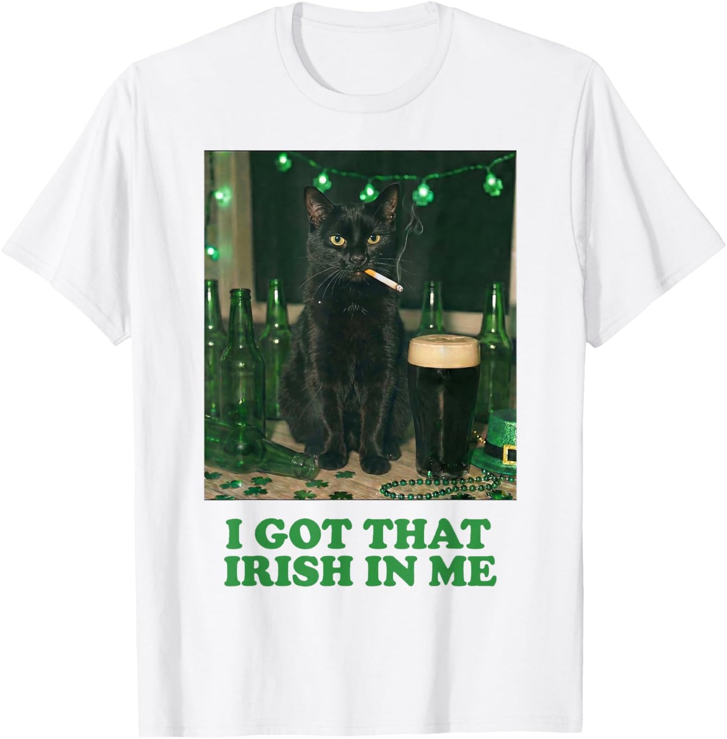 I've got That Irish in Me Smoking Black Cat St Patricks Day T-Shirt - T-Shirt | White