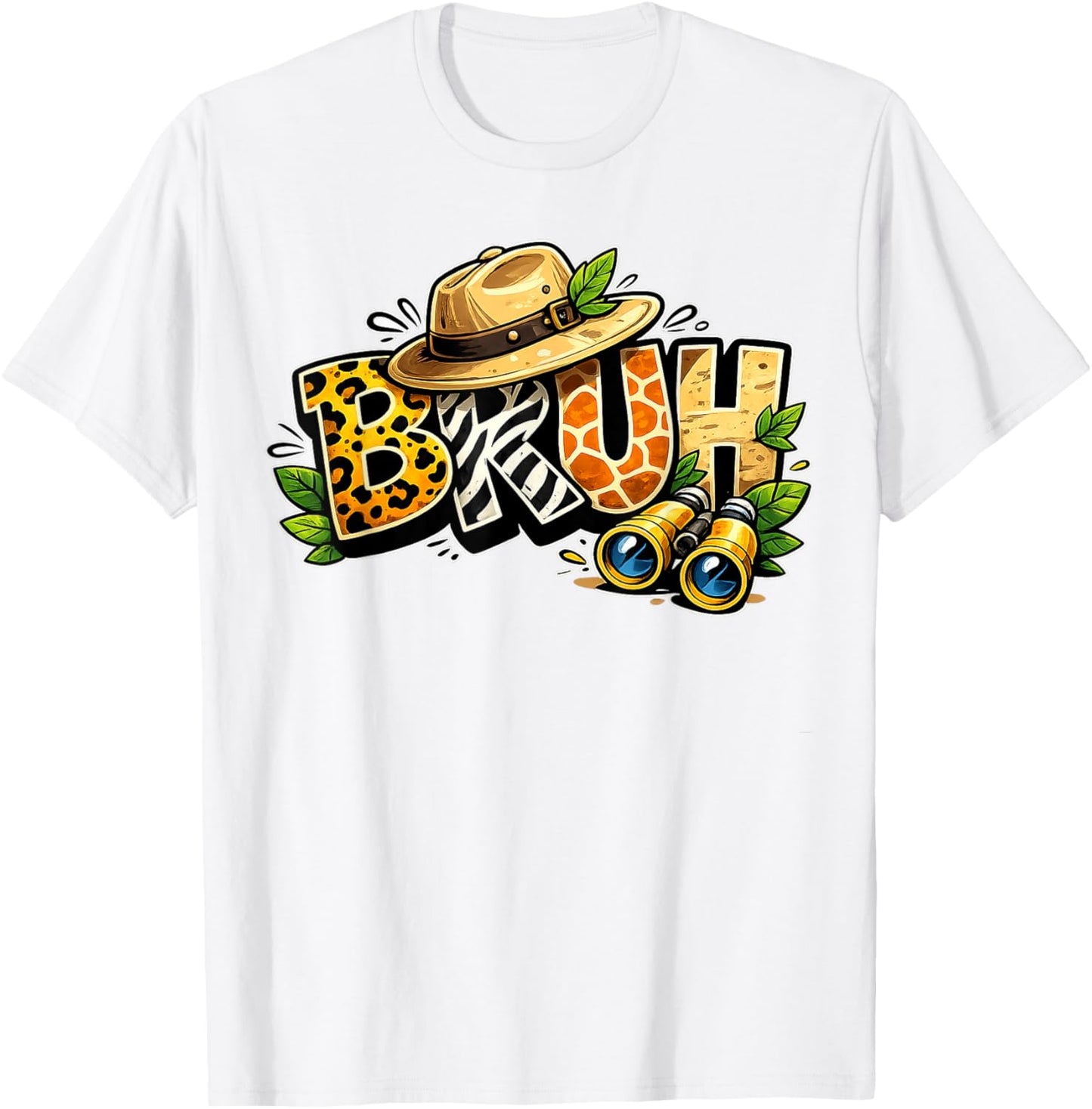 Bruh Safari Zookeeper Funny Animal Print Wildlife Boys Kids T-Shirt - T-Shirt | White