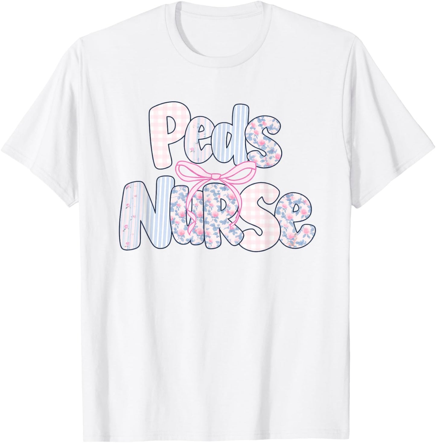 Peds Nurse Floral Design Cute Apparel for Pediatric Nurses T-Shirt - T-Shirt | White