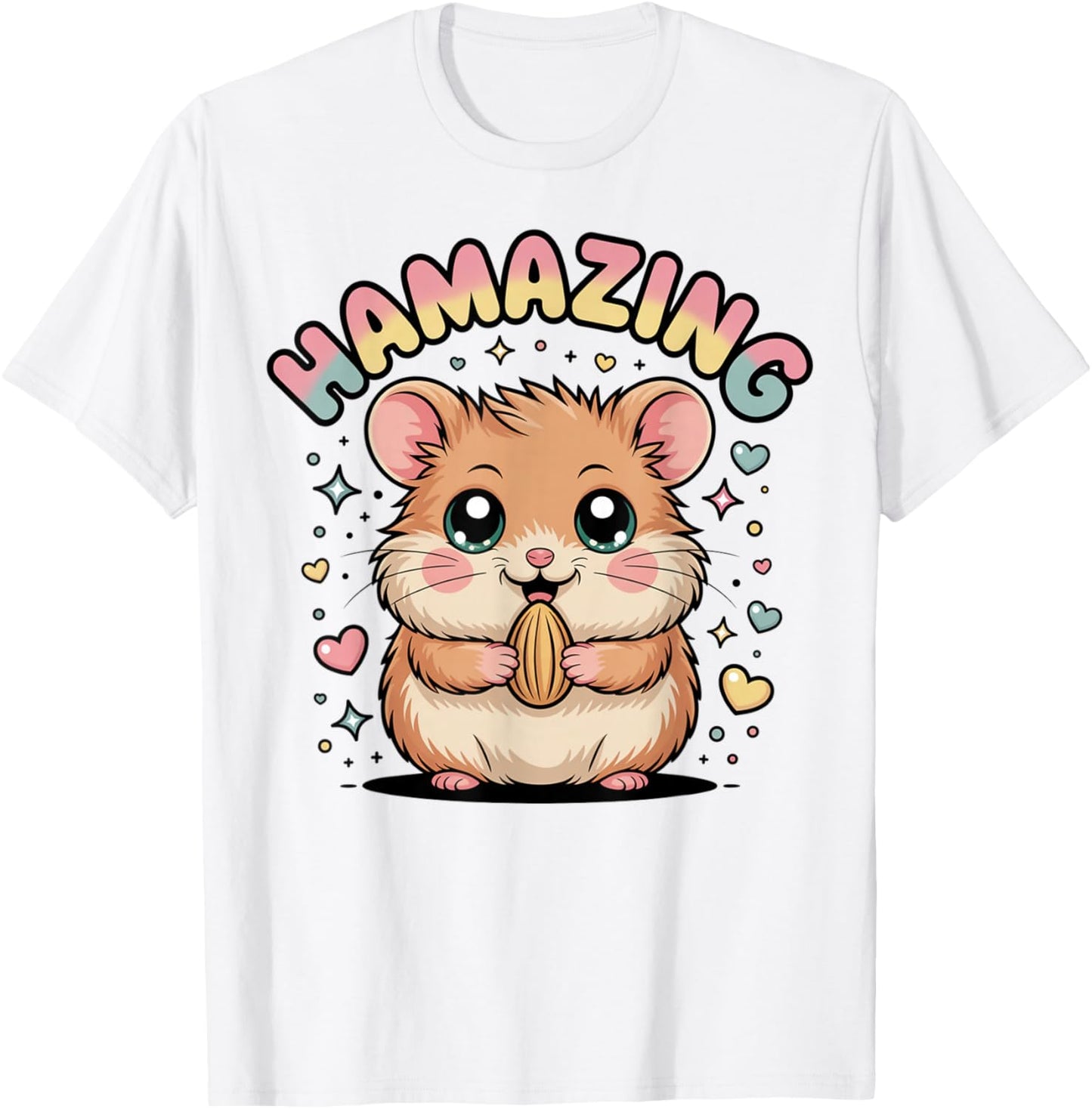 Hamazing Cute Hamster Kawaii Pastel Hearts Stars Hamster T-Shirt - T-Shirt | White