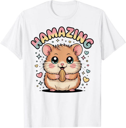 Hamazing Cute Hamster Kawaii Pastel Hearts Stars Hamster T-Shirt - T-Shirt | White