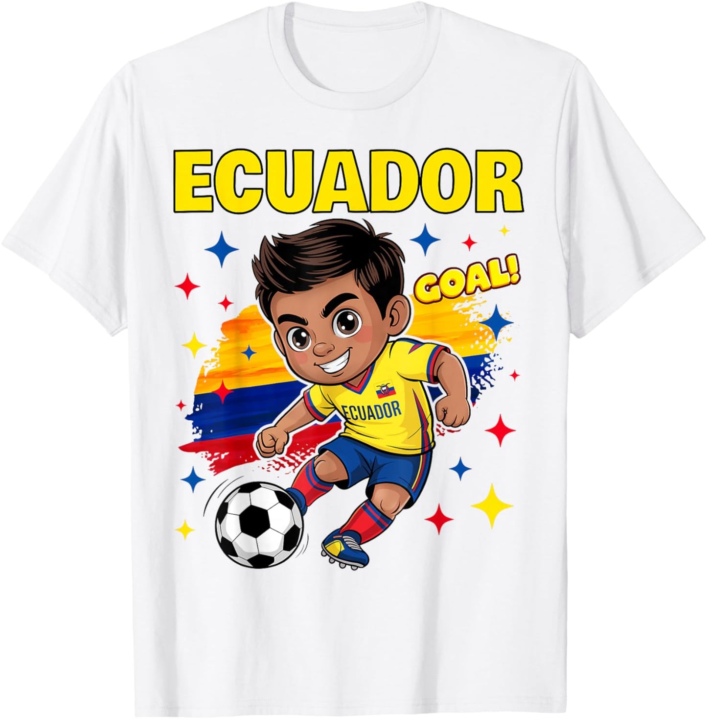 Ecuador Kid Goal Cartoon Ecuador Flag for Kids T-Shirt - T-Shirt | White