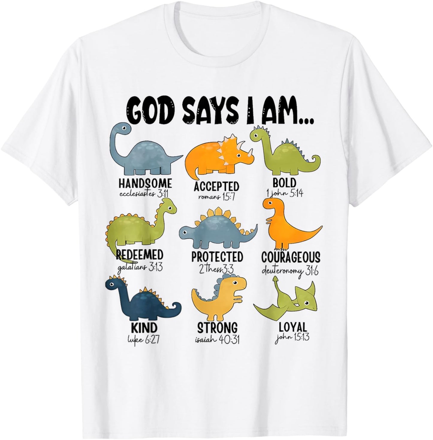 God Says I Am Outer Space Dinosaur Bible Christian Kids Boys T-Shirt - T-Shirt | White