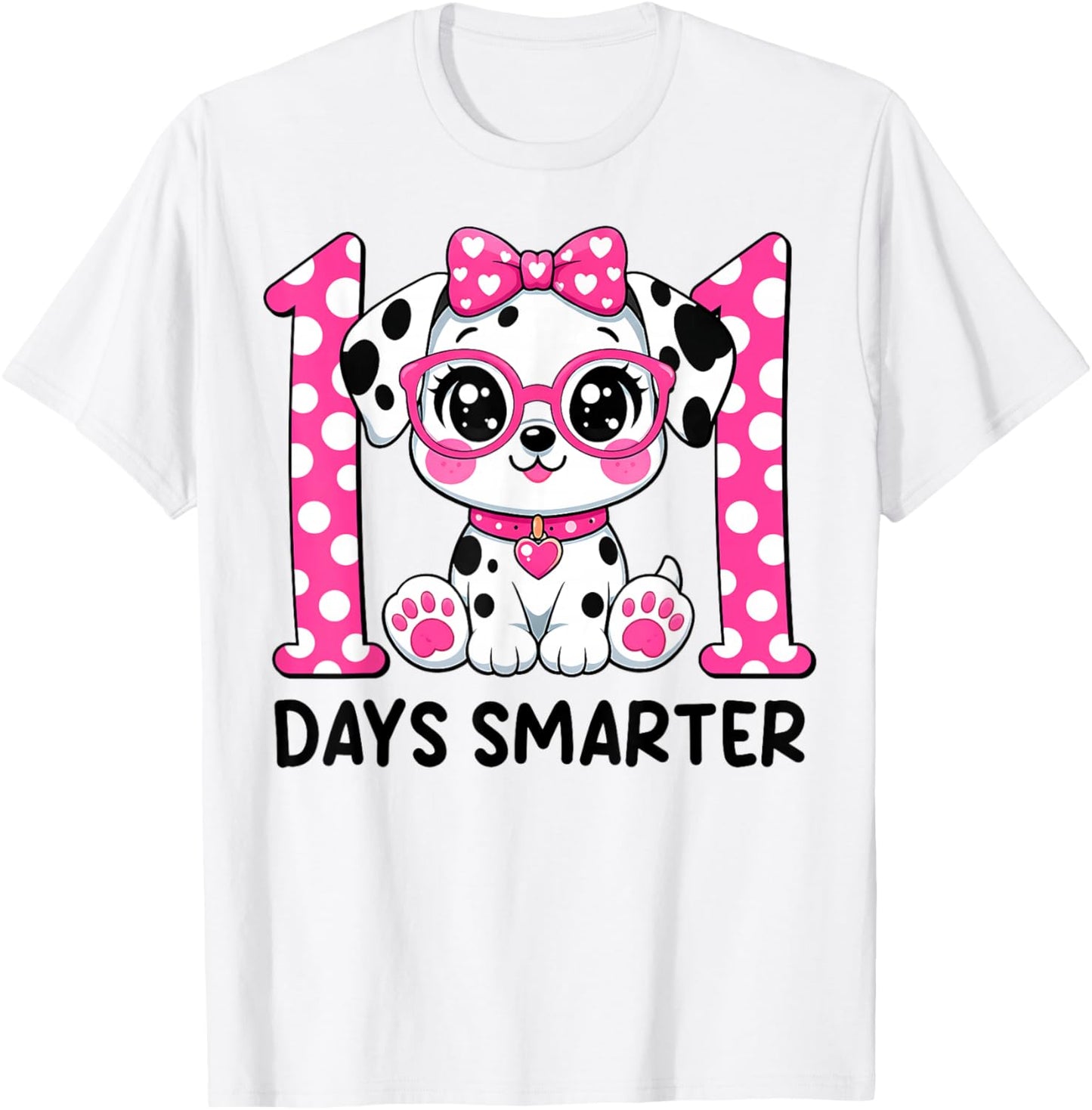 100 Days Smarter Cute Dalmatian Dog 100th Day of School Kids T-Shirt - T-Shirt | White