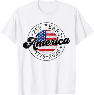 4th of July 250 Years America 1776 2026 250th USA Patriotic T-Shirt - T-Shirt | White