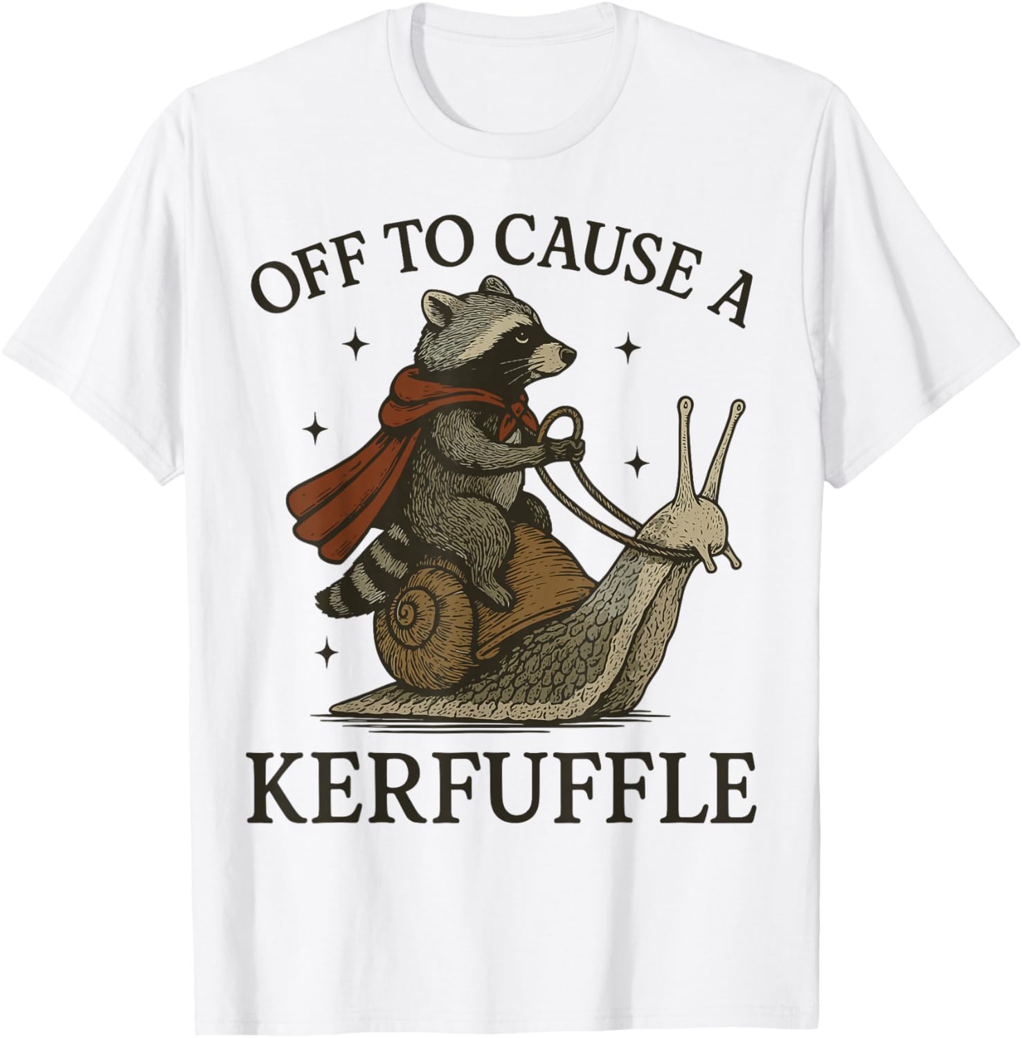 Off to Cause A Kerfuffle Raccoon T-Shirt - T-Shirt | White