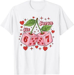 Preppy 67 Valentine Six Seven Dice Cherry 6 7 Men Women Kids T-Shirt - T-Shirt | White