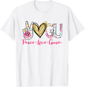 Peace Love Guam Floral Vintage Guam Pride State T-Shirt - T-Shirt | White