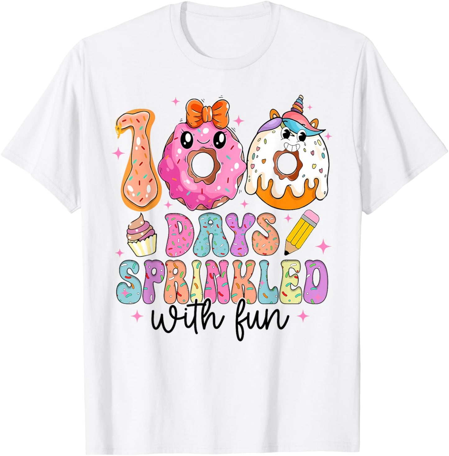 100 Days Sprinkled with Fun Donut 100th Day of School Girls T-Shirt - T-Shirt | White
