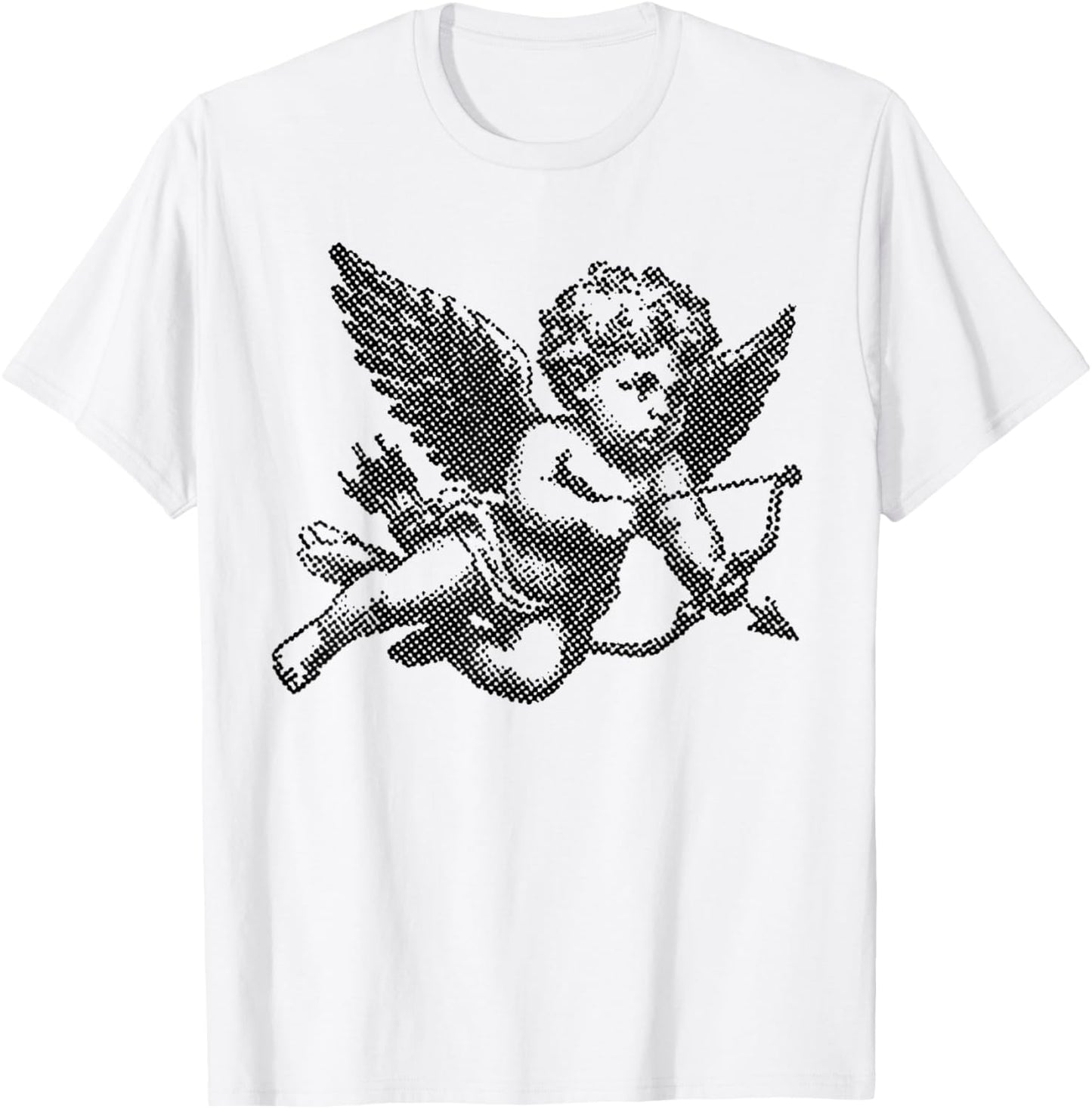 Vintage Cupid Cherub Black and White T-Shirt - T-Shirt | White