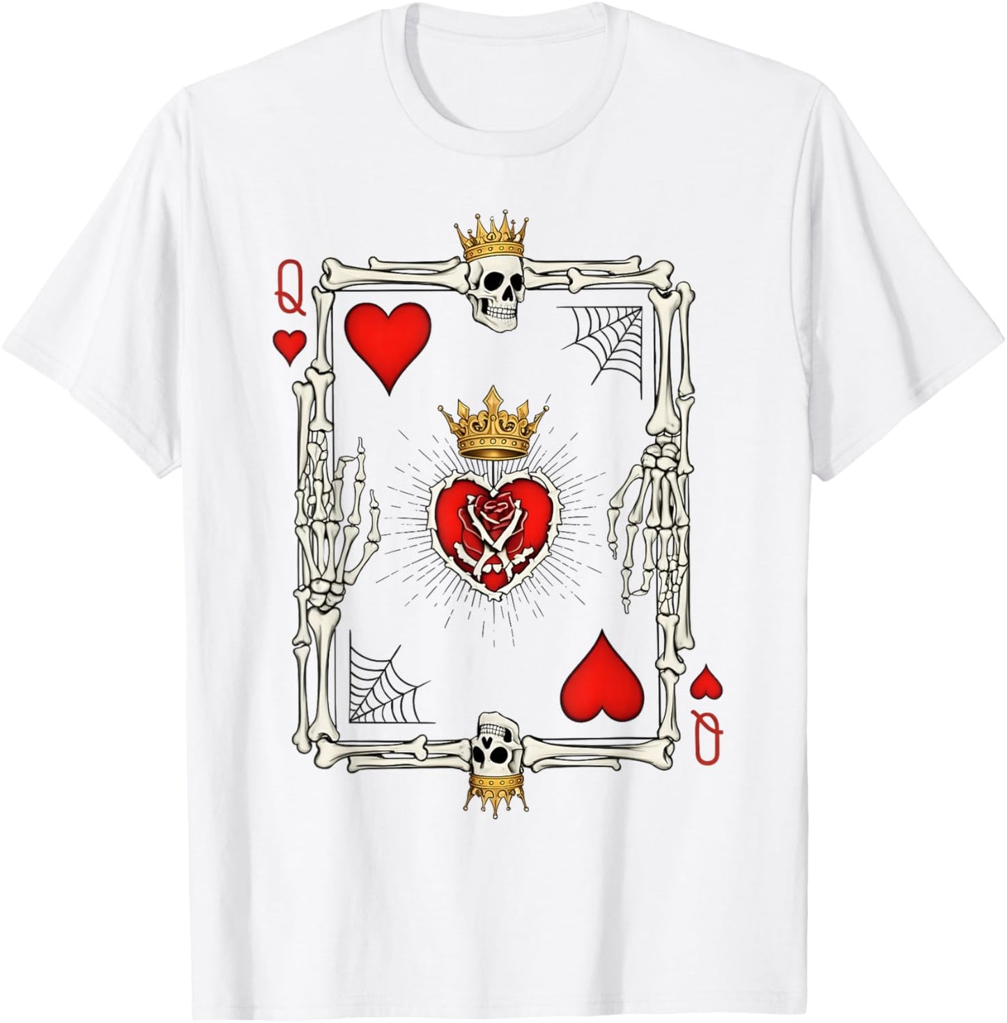 Valentine Halloween Queen of Hearts Card Costume Girl Women T-Shirt - T-Shirt | White