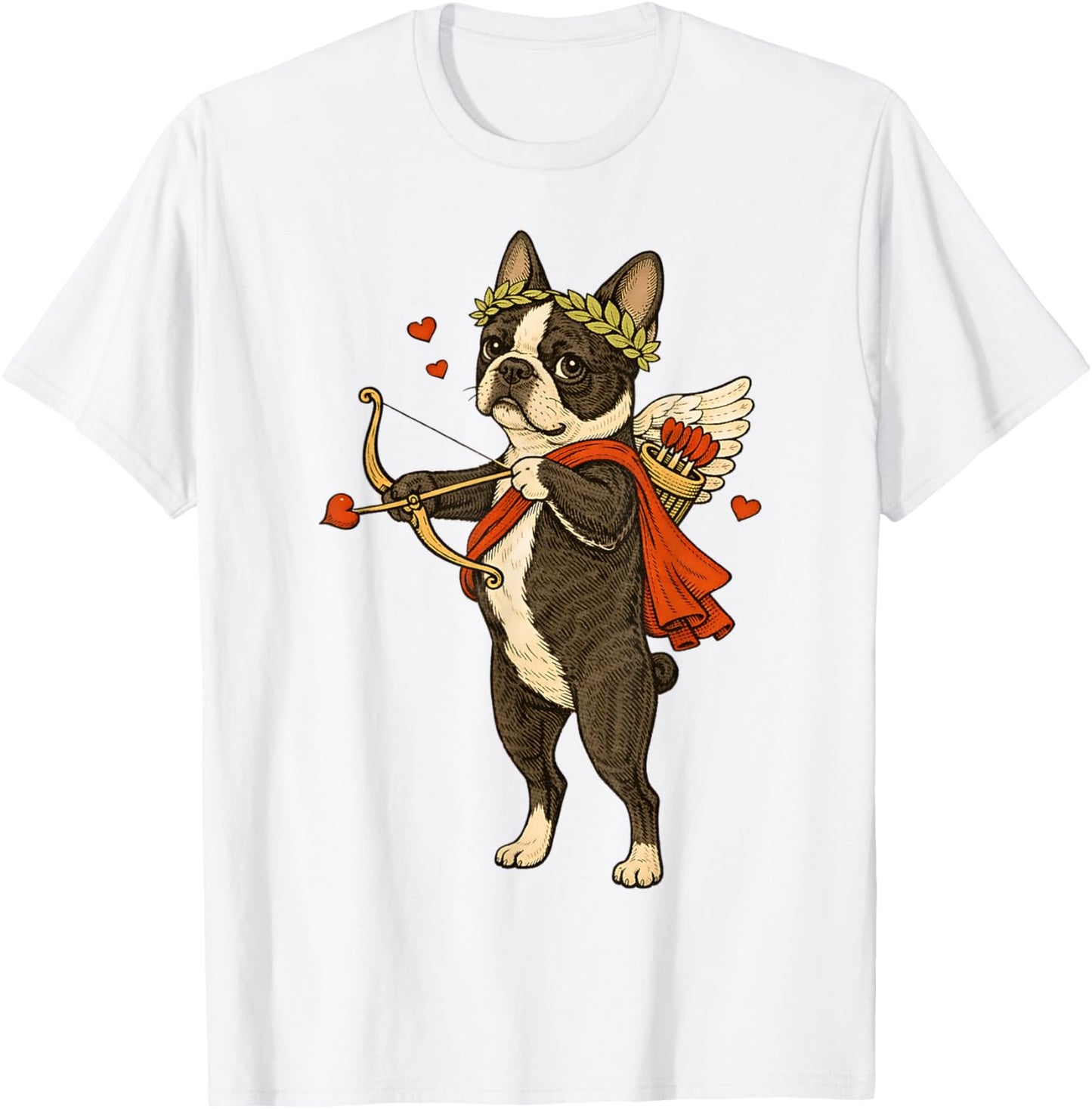 Valentine's Boston Terrier Cupid for Dog Lover T-Shirt - T-Shirt | White