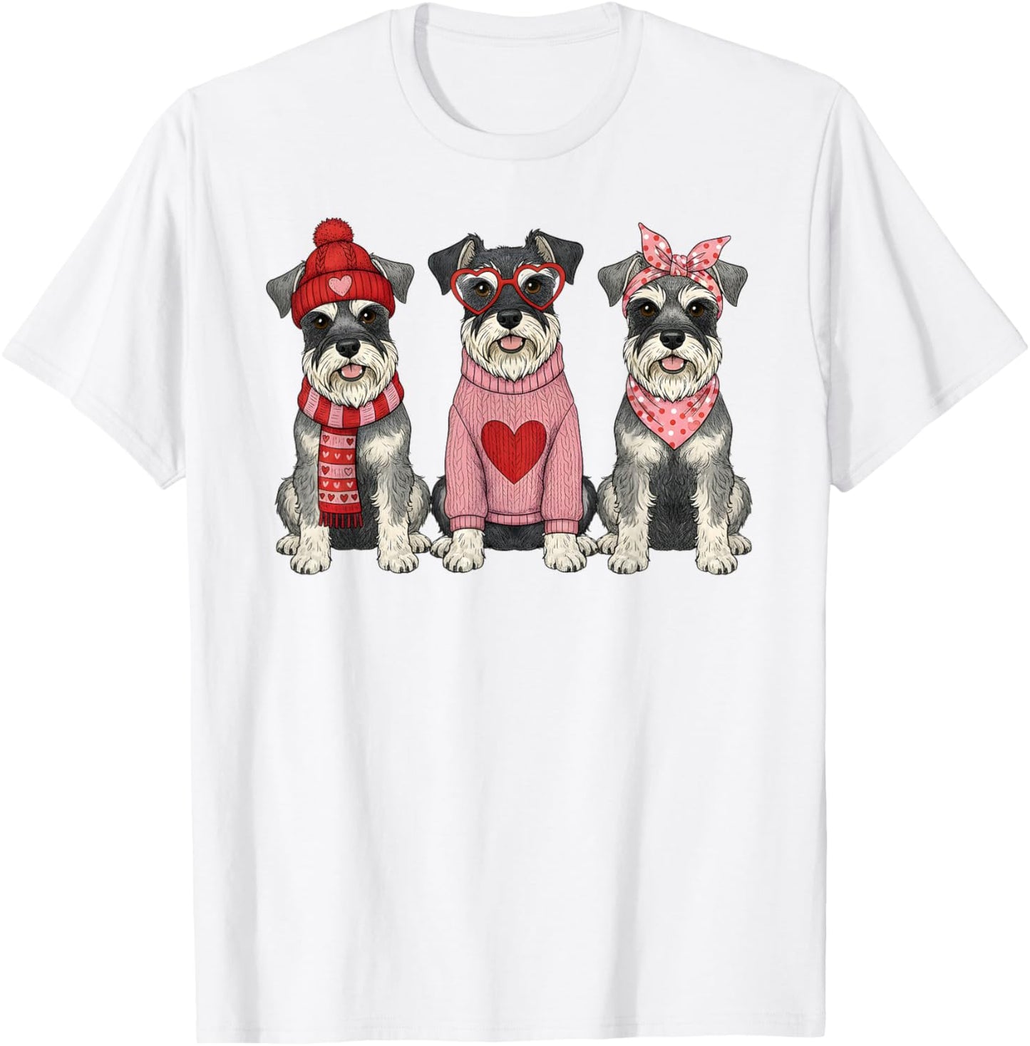 Cute Miniature Schnauzer Valentine Dog T-Shirt - T-Shirt | White