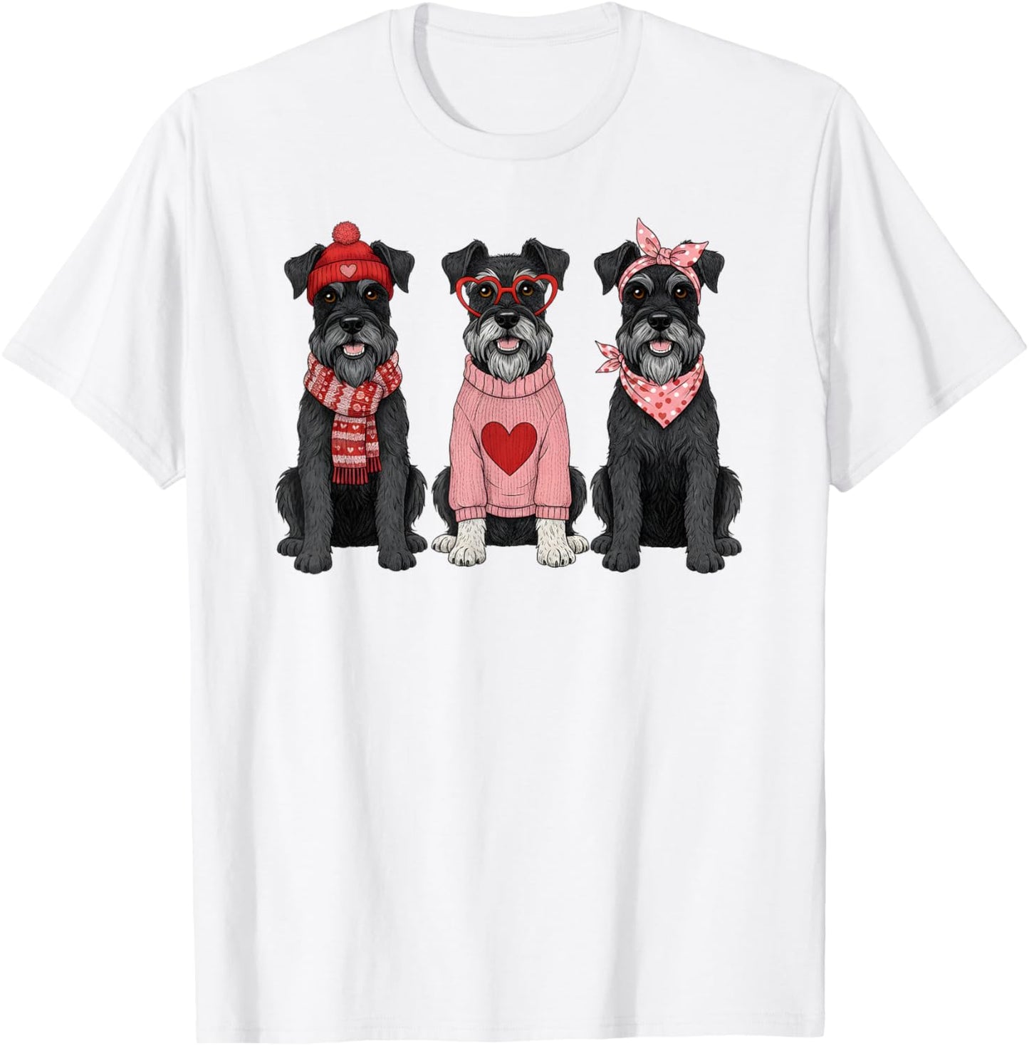 Cute Schnauzer Valentine Dog T-Shirt - T-Shirt | White